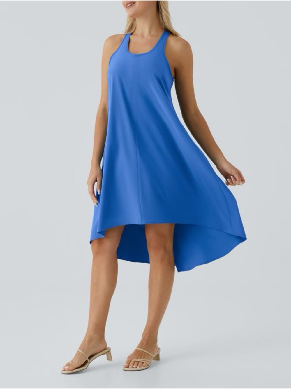 Halara Breezeful Racerback High Low Midi Dress Nebulas Blue size Large NWT